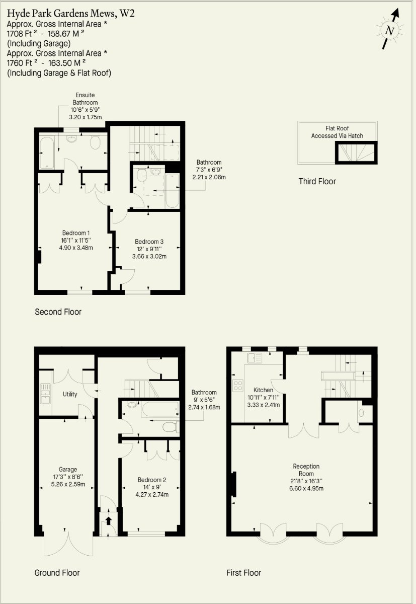 Elegant house floor plan at Hyde Park Gardens, W2 with spacious bedrooms and modern bathrooms.