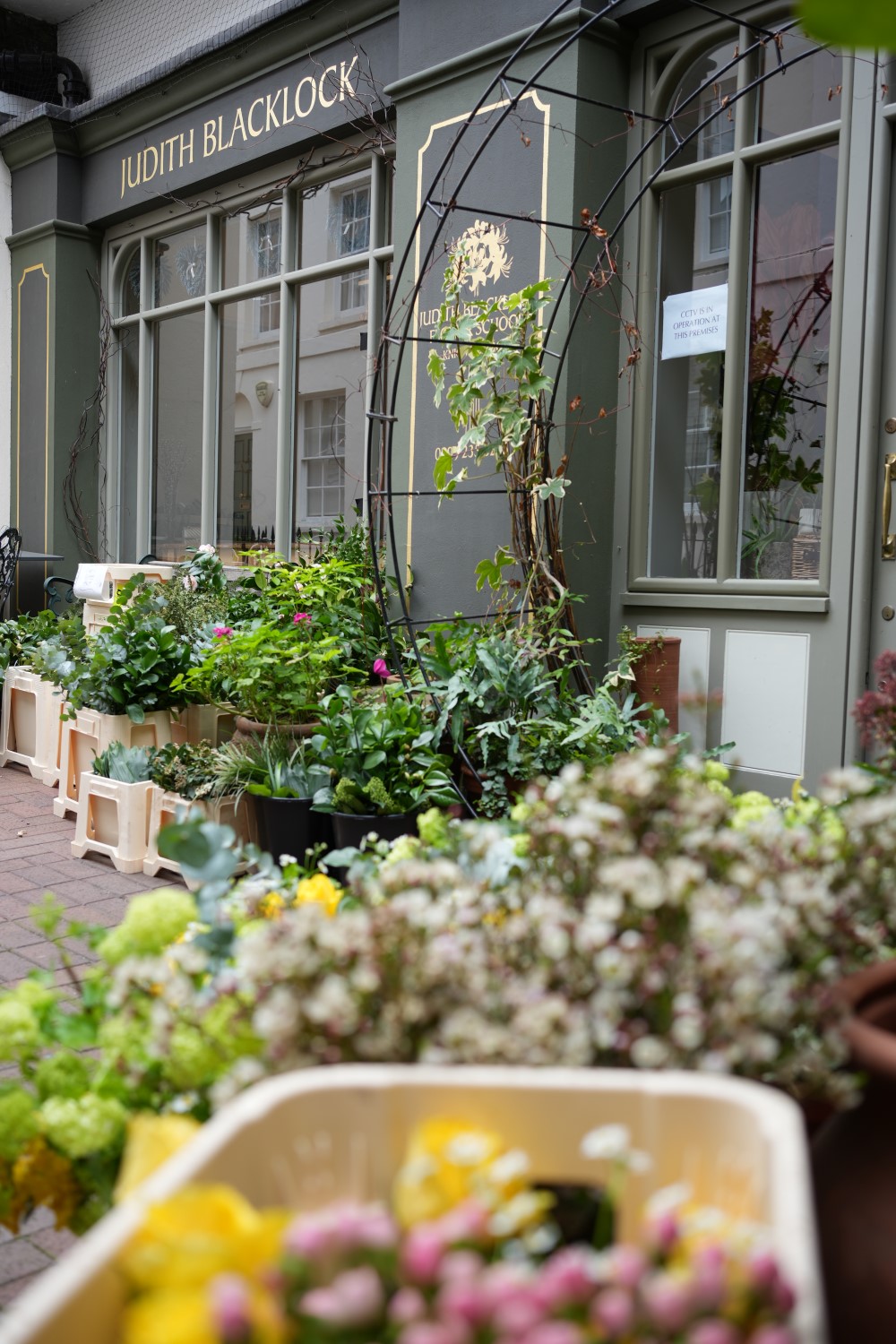 Outside Judith Blacklock's flower arranging school