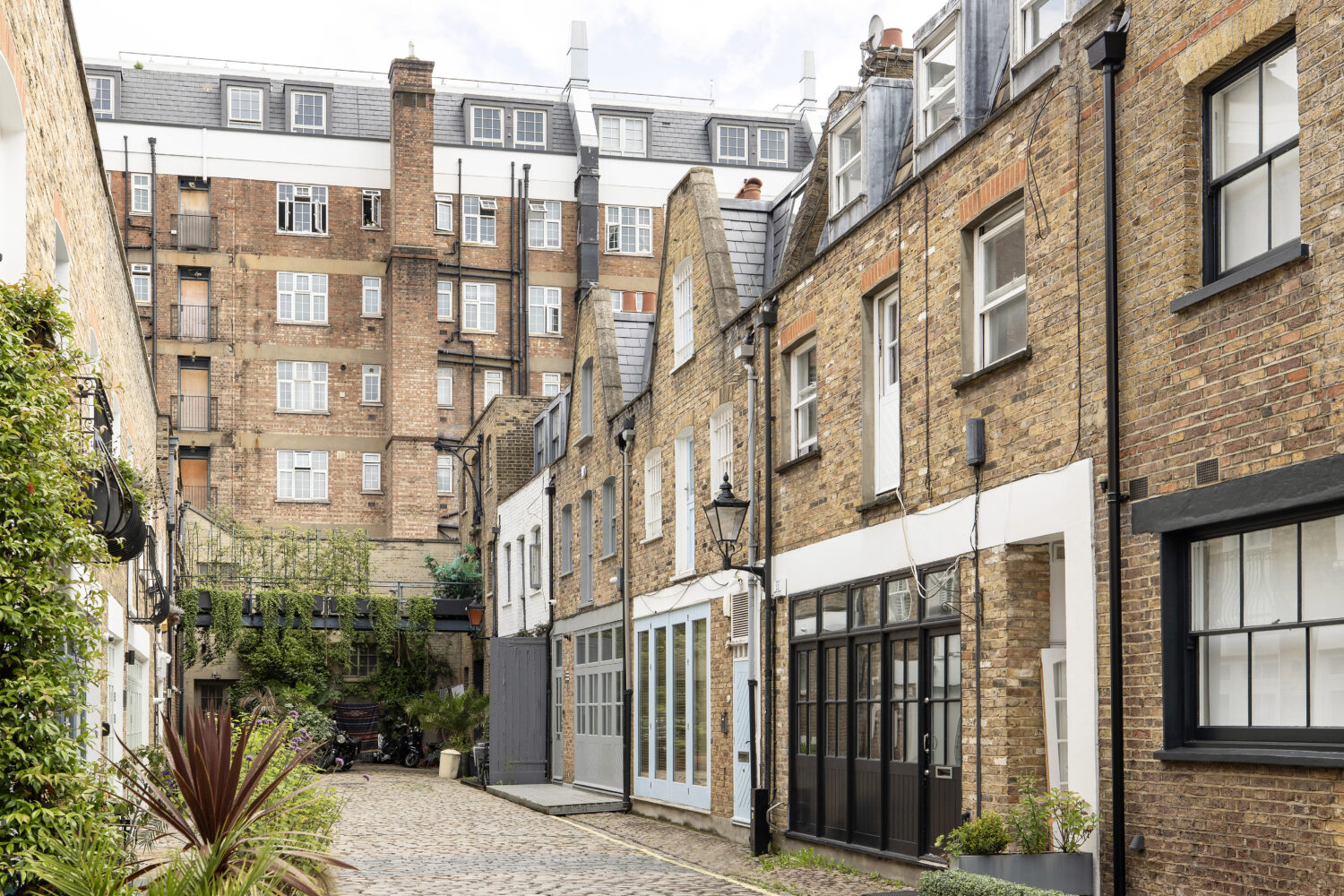 Shot looking at houses down Junction Mews