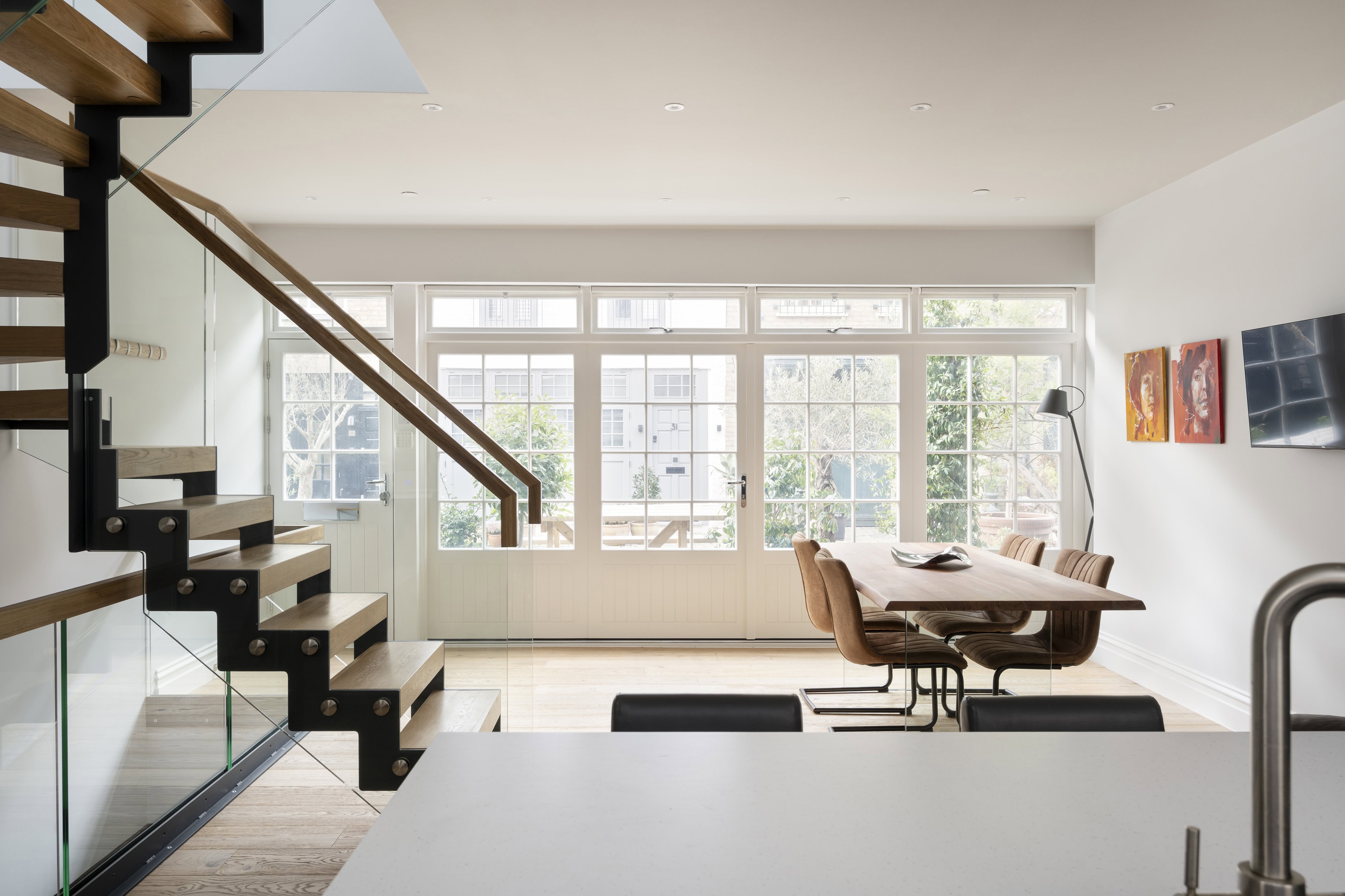 A View From An Open-Plan Kitchen Looking Out To The Street