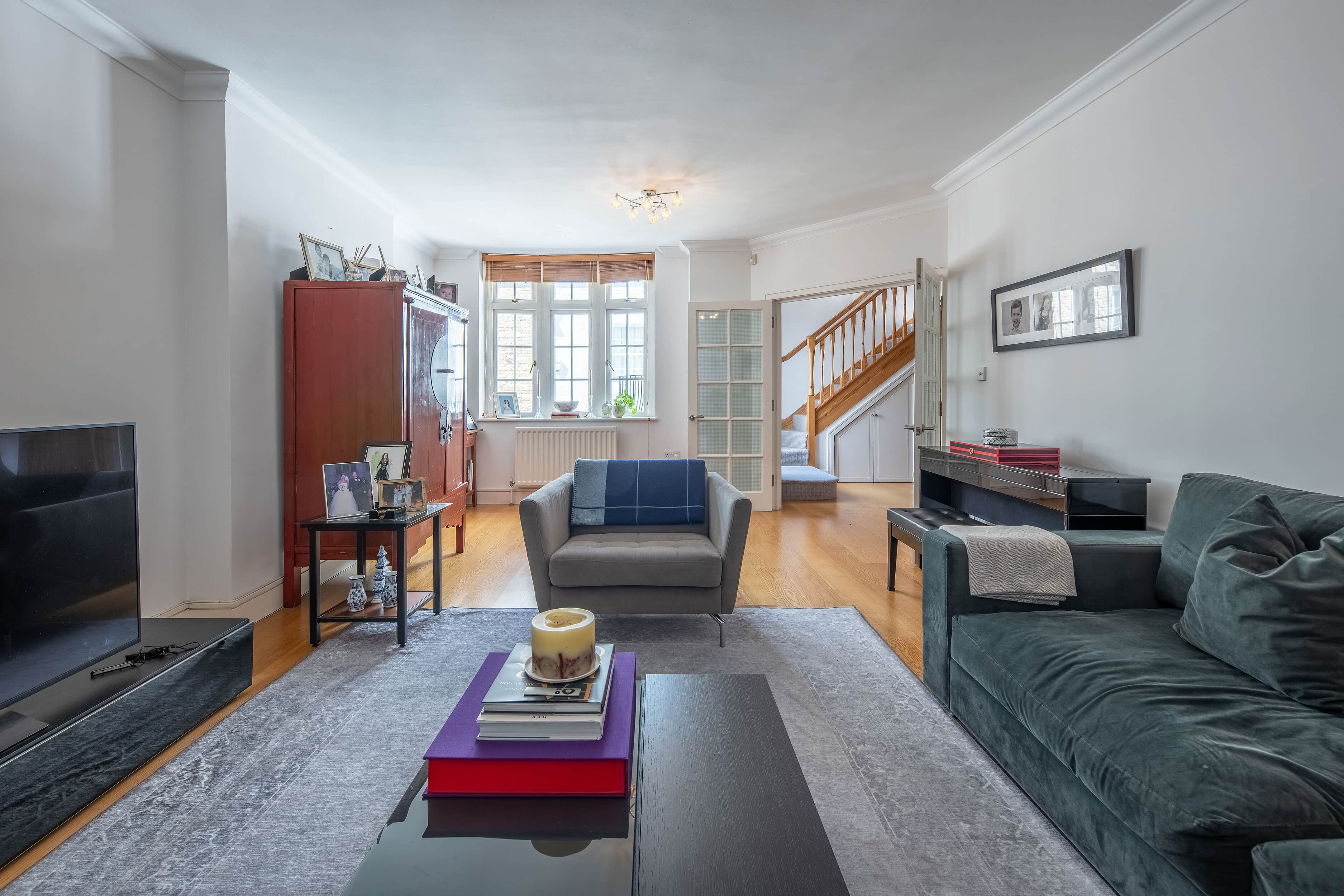 A modern reception room in a mews property