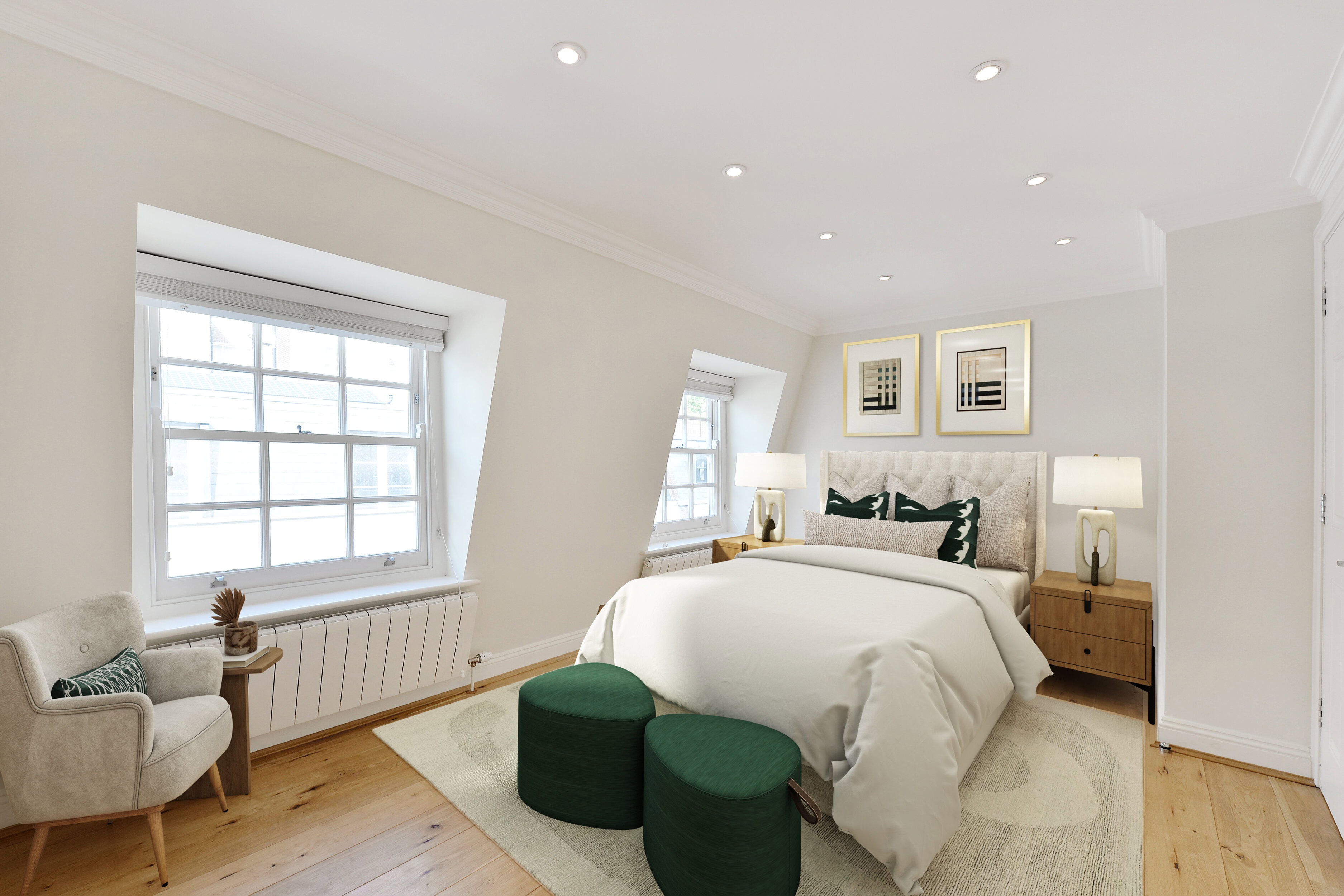 A double bedroom in a mews property