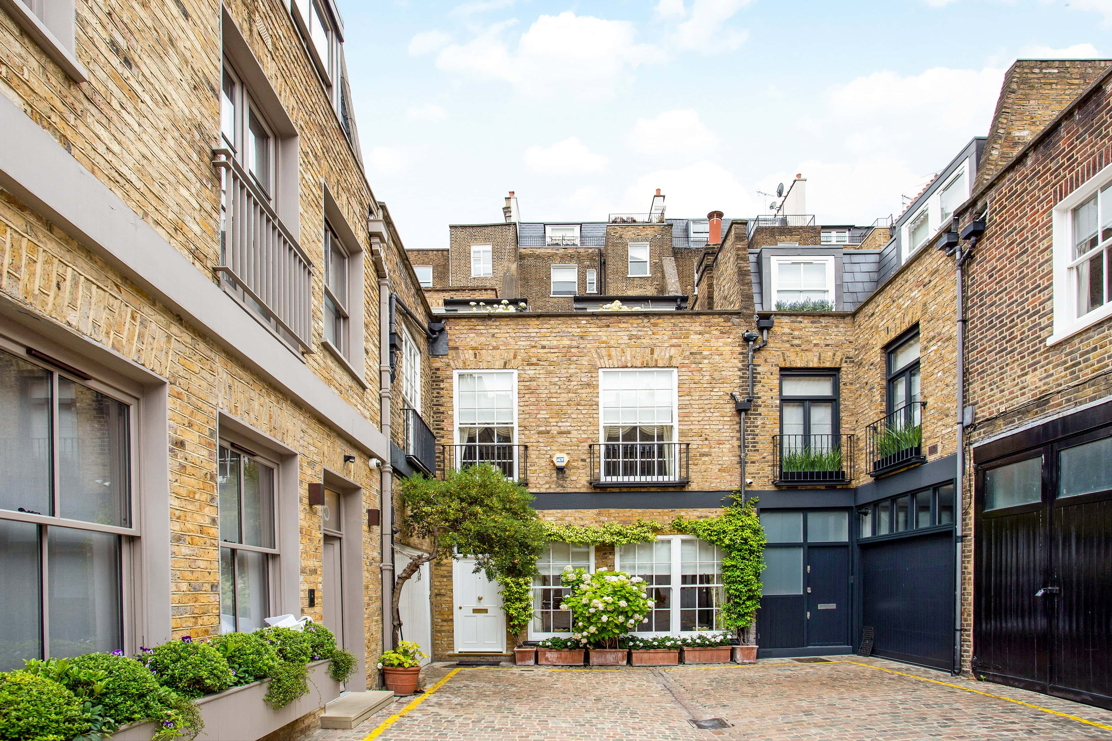 Mews houses in a little mews courtyard