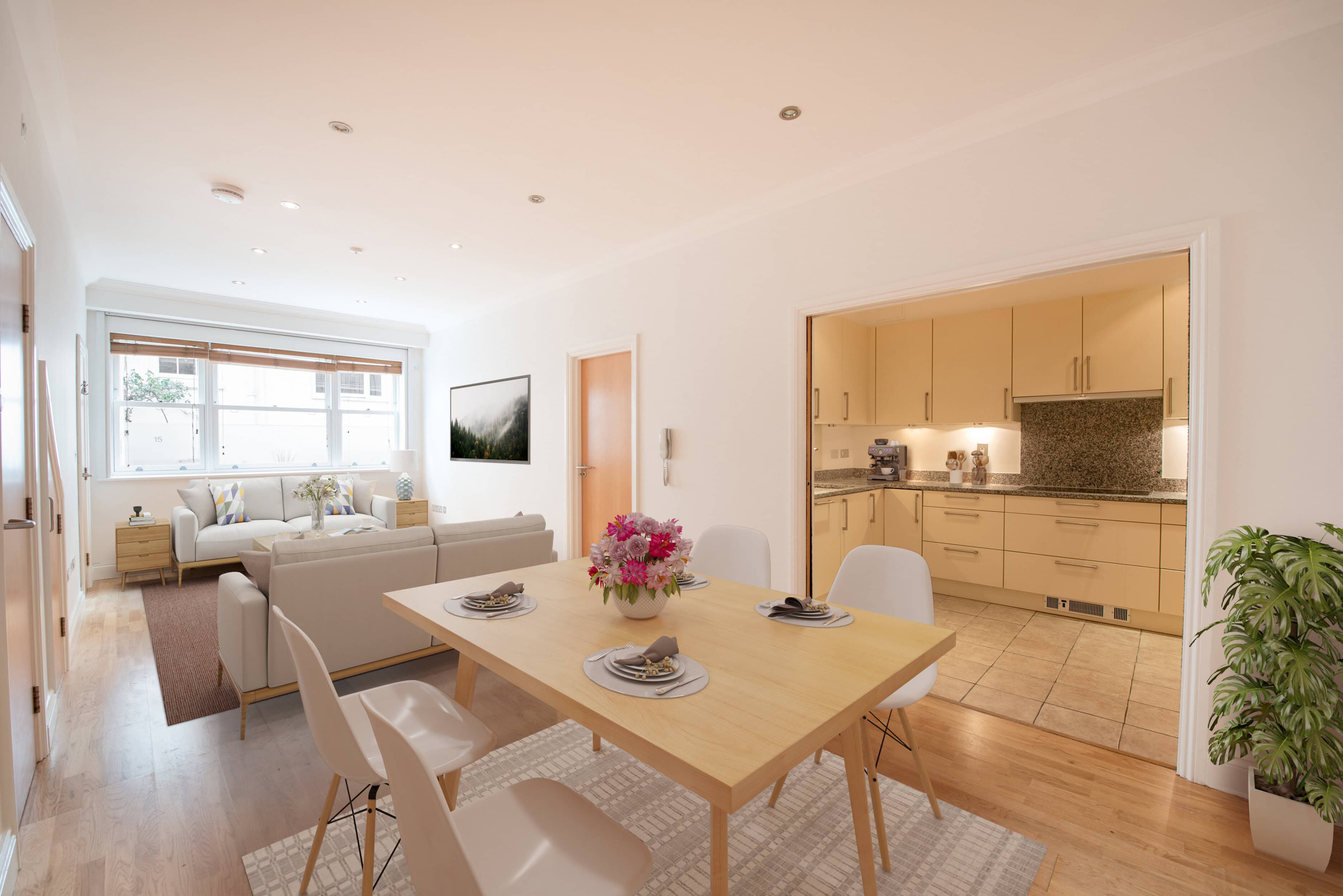 The lounge of a mews property