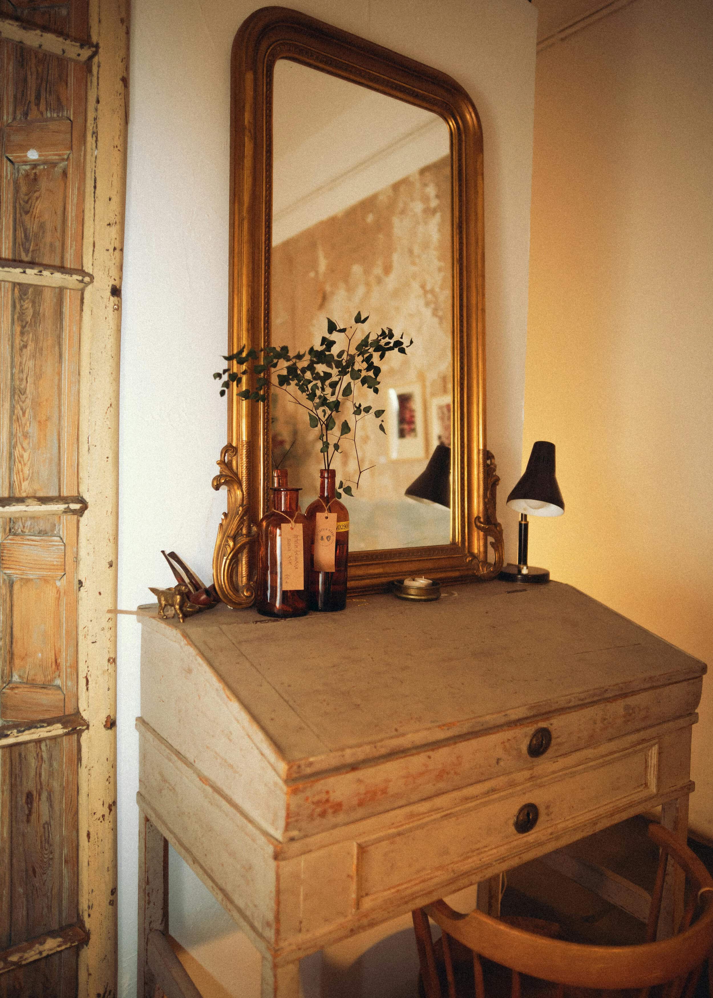 Vintage furniture in a mews house