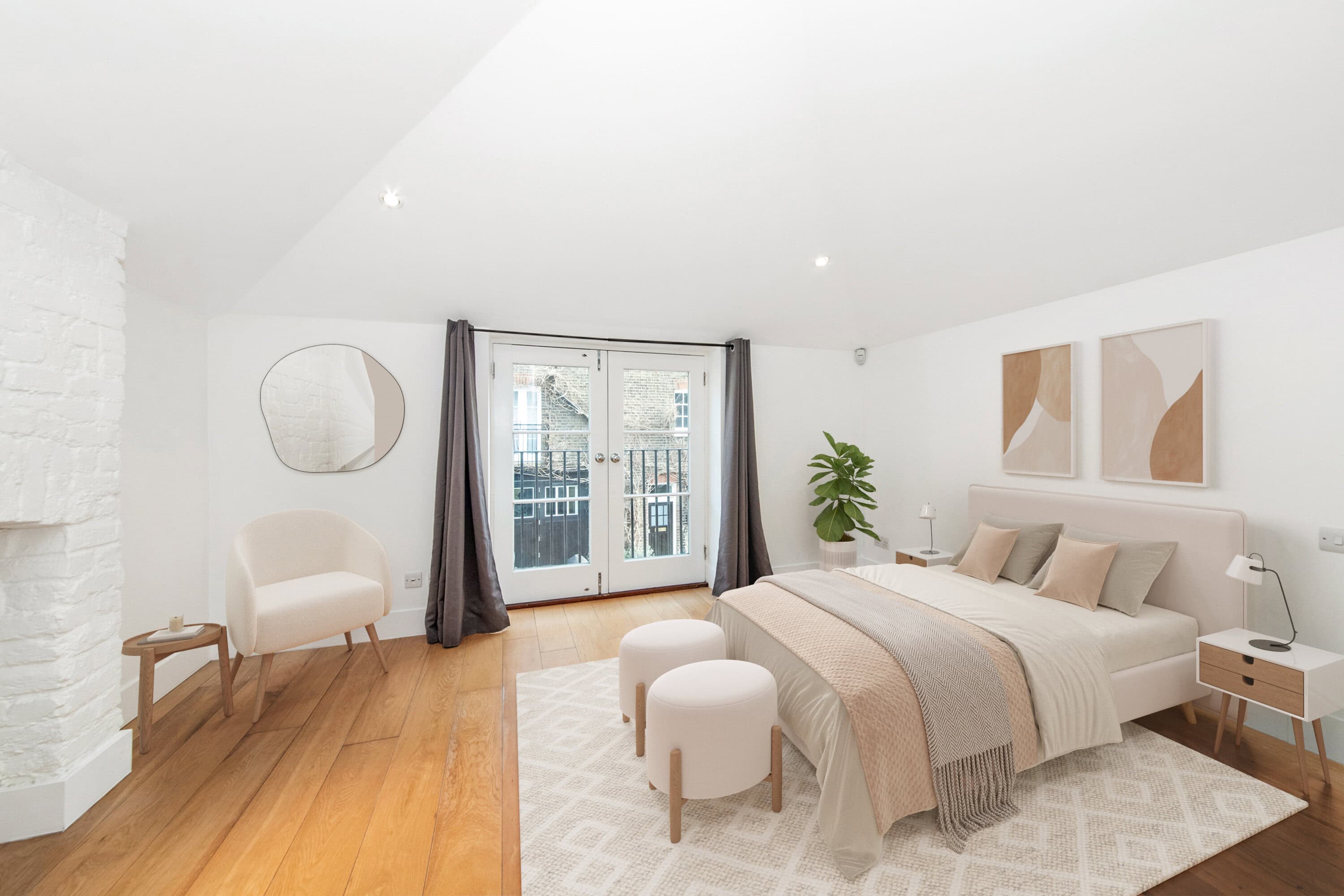 The bedroom of a mews house for sale in Bayswater