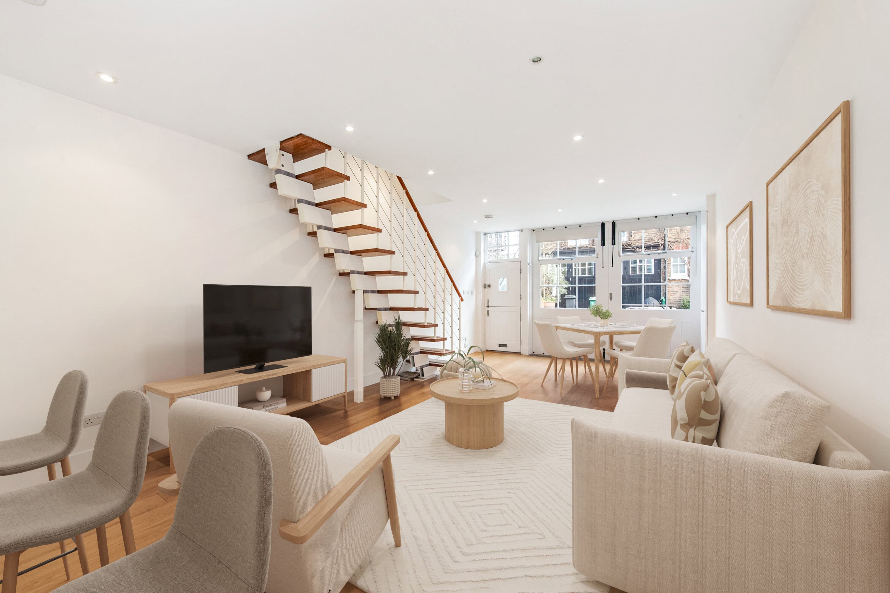 The lounge of a a mews house for sale in Bayswater