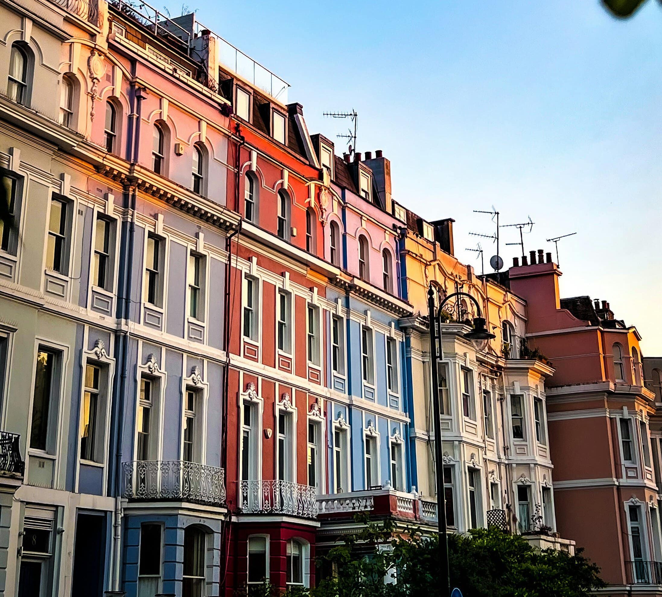 Looking at pastel houses is one of the best things to do in Notting Hill
